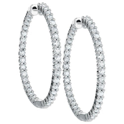 Round Brilliant Cut Real Diamond Hoop Earring White Gold  3.5 Ct.