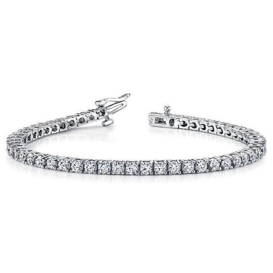 Round Brilliant Cut Real Diamond Tennis Bracelet 7.40 Carat White Gold 14K