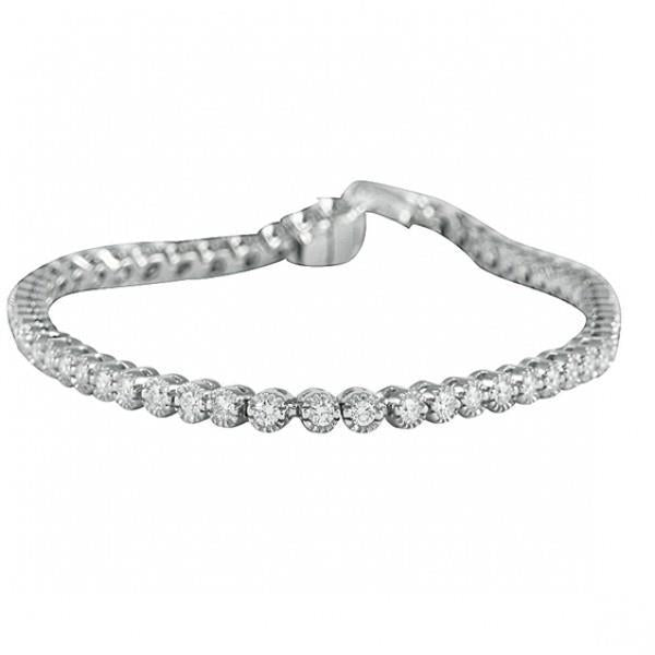 Round Brilliant Cut Real Diamond Tennis Bracelet Beautiful 5 Ct WG 14K