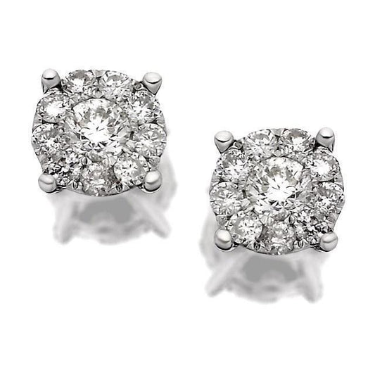 Round Brilliant Cut Real Diamond Women Stud Halo Earrings 5.60 Carats - Halo Stud Earrings-harrychadent.ca