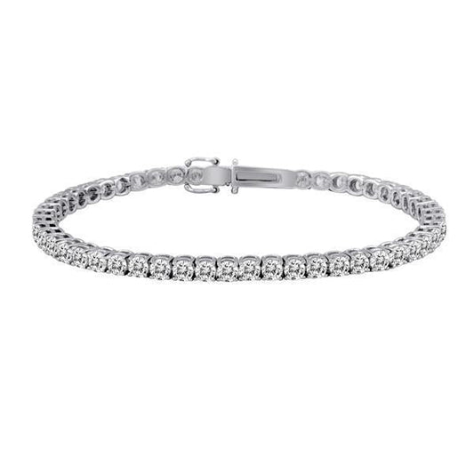 Round Brilliant Genuine Diamond Tennis Bracelet 5 Carats 14K White Gold