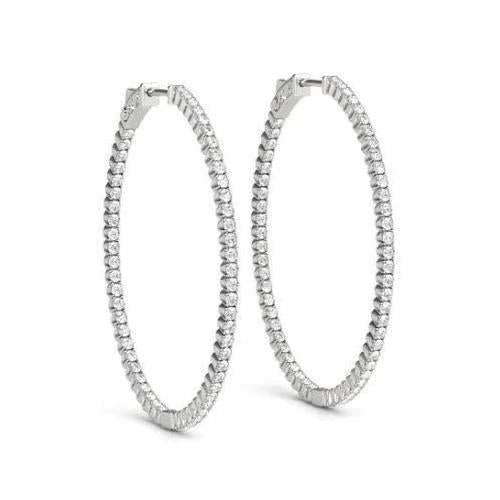 Round Brilliant Genuine Diamonds Hoop Earrings 1.75 Ct. F Vvs1 Diamond Earring