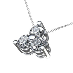 Round Brilliant Natural Diamond Pendant Necklace Prong Set 3.0 Carat WG 14K