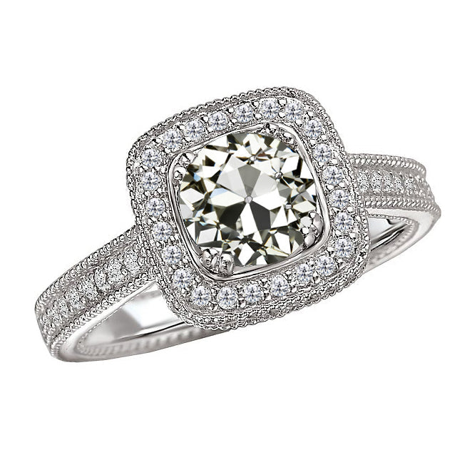 Brilliant Diamond Halo Setting Ring 3-ct 14K White Gold – main view