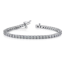 Round Brilliant Real Diamonds Tennis Bracelet White Gold 14K 5.30 Carats