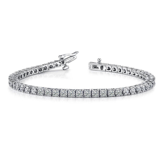 Round Brilliant Real Diamonds Tennis Bracelet White Gold 14K 5.30 Carats - Tennis Bracelet-harrychadent.ca