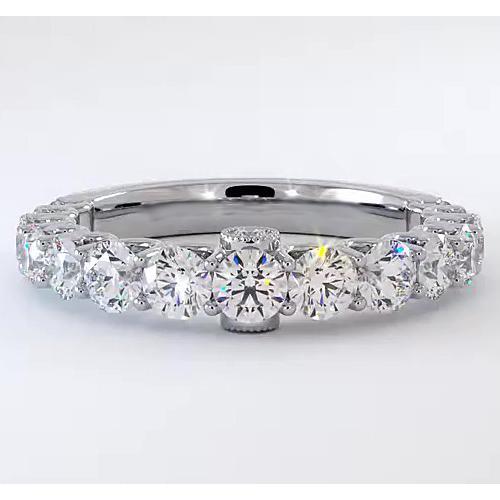 Round Comfort Fit Graduated Real Diamond Band 1.75 Carats