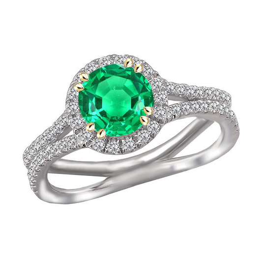 Gemstone Ring Two-Tone 14K Gold with Fine Emerald – main view