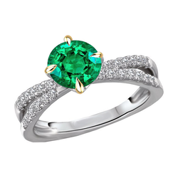 Eagle Colombian Emerald Gemstone Ring 2.50 ct – Two-Tone 14K Gold