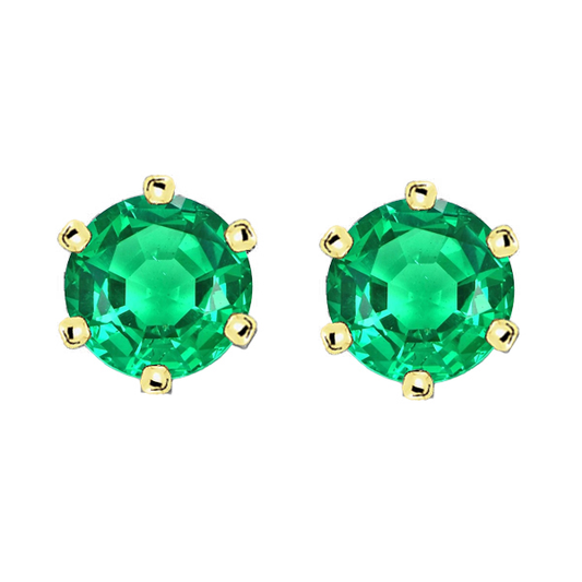 Colombian Emerald Gemstone Earring 3-ct 14K Yellow Gold – main view