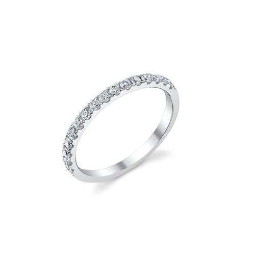 Round Cut 0.80 Ct Real Diamonds Half Eternity Wedding Band Gold 14K