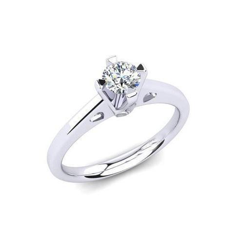 Round Cut 1.25 Carat Solitaire Genuine Diamond Engagement Ring White Gold 14K