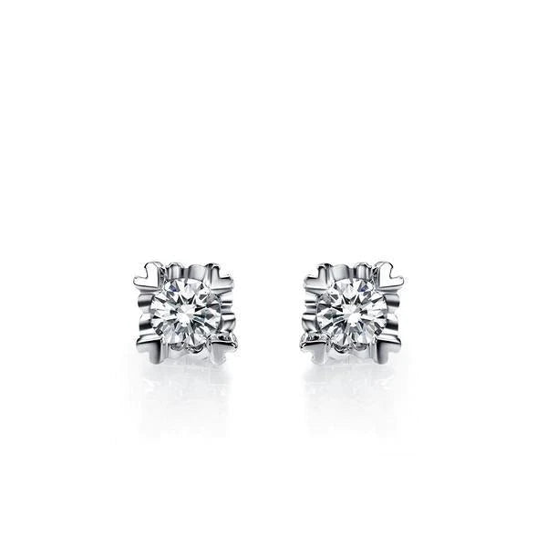 Round Cut 1.50 Carats Real Diamonds Studs Earrings White Gold 14K