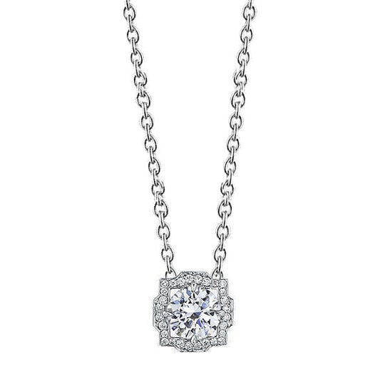 Round Cut 1.53 Carats Natural Diamonds Pendant Necklace White Gold 14K