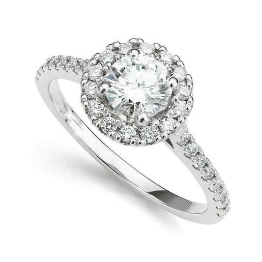Round Cut 1.80 Carats Natural Diamond Wedding Ring Halo