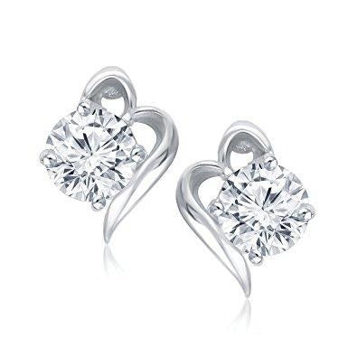 Round Cut 1 Carat Solitaire Real Diamond Stud Earring - Stud Earrings-harrychadent.ca