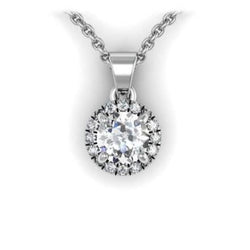 Round Cut 2.40 Carats Real Diamonds Pendant Necklace Gold White 14K