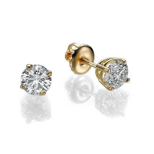 Round Cut 2.50 Carats Real Diamond Studs Earrings - Stud Earrings-harrychadent.ca