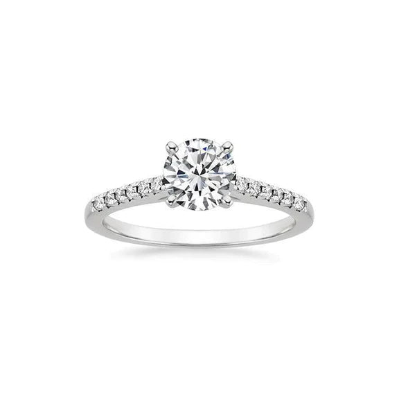 Round Cut 2.60 Carats Genuine Diamond Engagement Ring White Gold 14K