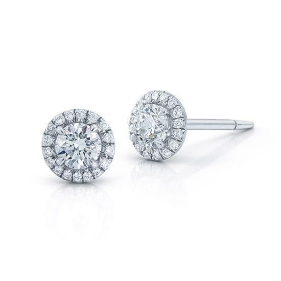 Round Cut 2.80 Carats Real Diamonds Studs Halo Earrings White Gold 14K - Halo Stud Earrings-harrychadent.ca