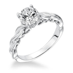 Round Cut 2 Carat Solitaire Real Diamond Antique Style Ring White Gold