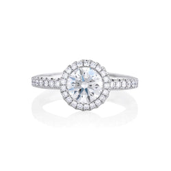 Round Cut 3.30 Carats Real Diamonds Engagement Ring Halo White Gold 14K