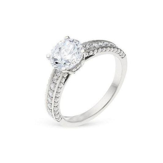 Round Cut 3.50 Carats Real Diamond Engagement Ring - Solitaire Ring with Accents-harrychadent.ca