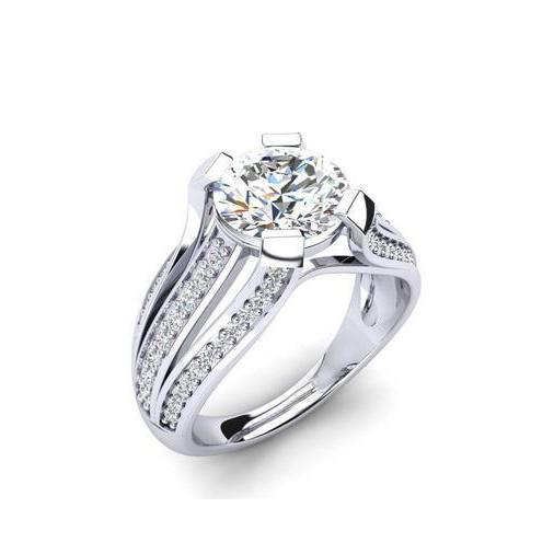 Round Cut 3.50 Ct Real Diamonds Engagement Ring White Gold 14K