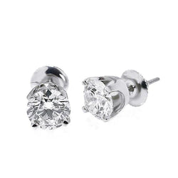 Round Cut 3.80 Carats Real Diamonds Lady Studs Earrings Gold White 14K