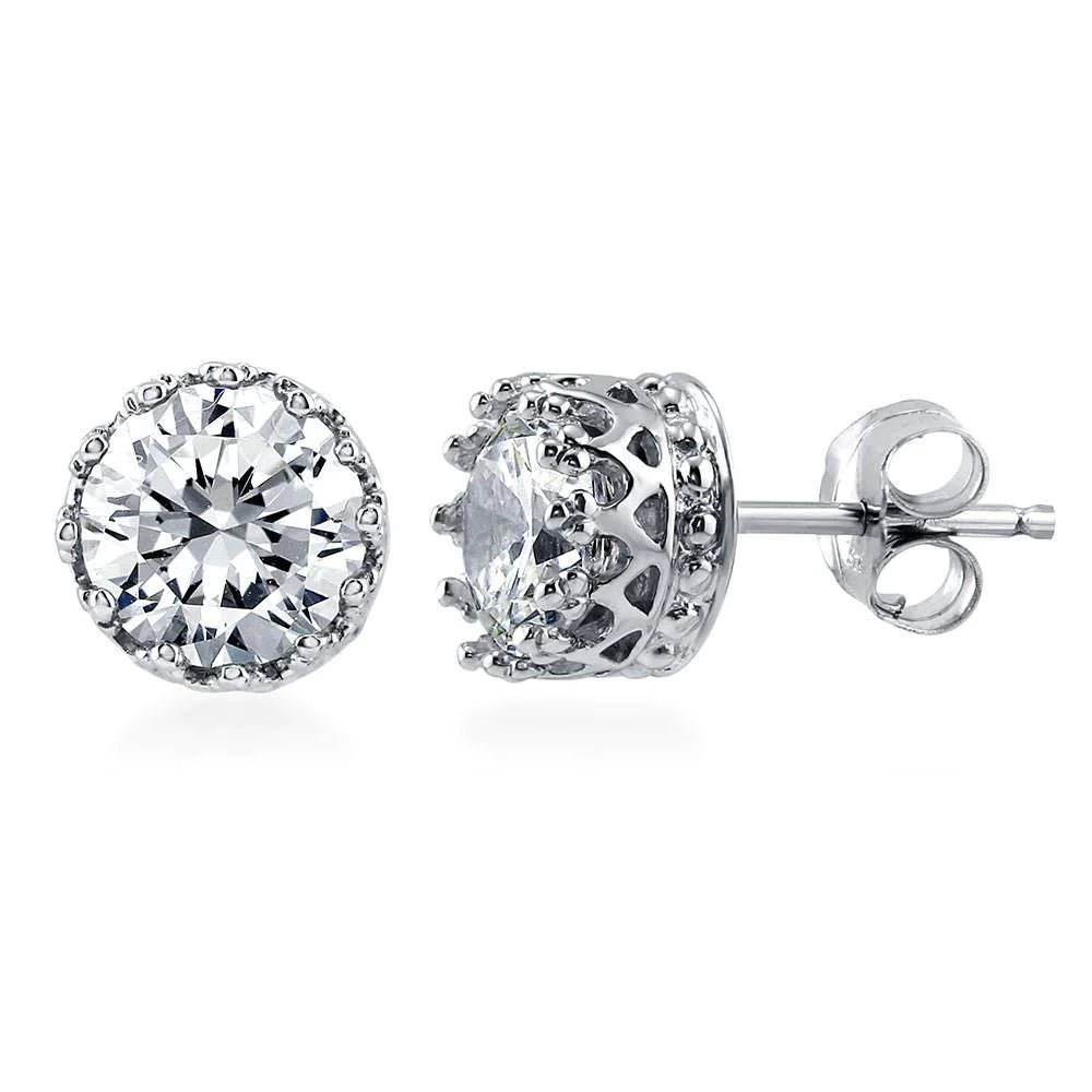 Round Cut 3 Carats Natural Diamonds Stud Earring White Gold 14K