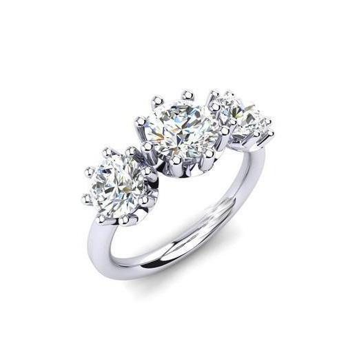 Round Cut 3 Stone Sparkling 3.50 Carats Genuine Diamonds Ring