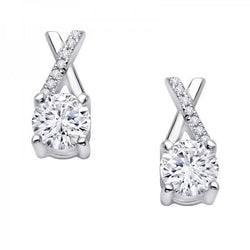 Round Cut 4.00 Carats Real Diamonds Lady Drop Earrings 14K White Gold