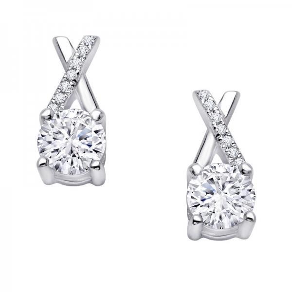 Round Cut 4.00 Carats Real Diamonds Lady Drop Earrings 14K White Gold