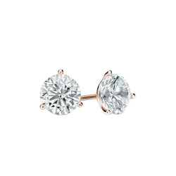 Round Cut 4.50 Carats Real Natural Earth Mined Diamonds Studs Earrings Rose Gold 14K