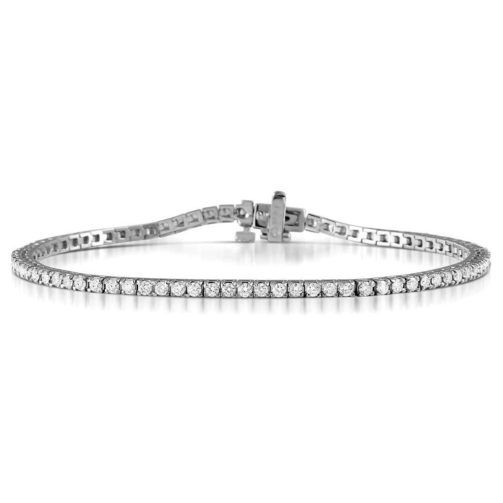 Round Cut 4.50 Carats Real Diamonds Tennis Bracelet Prong Set 14K WG