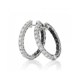 Round Cut 5.30 Carats Gorgeous Natural Diamonds Hoop Earrings White Gold 14K