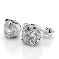 Round Cut 5.50 Carats Real Natural Earth Mined Diamonds Ladies Studs Earrings 14K Gold White