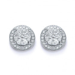 Round Cut 5.60 Carats Genuine Diamond Women Stud Halo Earrings White Gold 14K