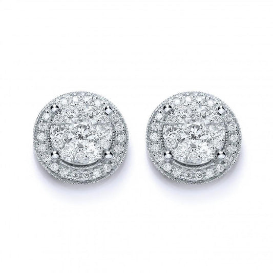 Round Cut 5.60 Carats Genuine Diamond Women Stud Halo Earrings White Gold 14K