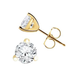 Round Cut 5.70 Carats Genuine Diamonds Lady Studs Earrings Yellow Gold 14K