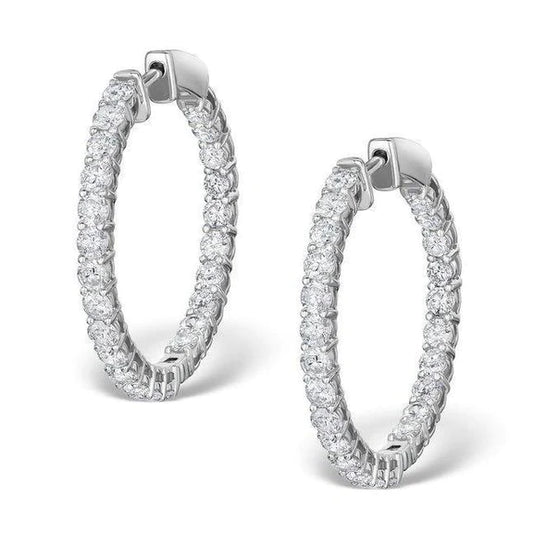 Round Cut 5.80 Carats F Vvs1 Genuine Diamonds Lady Hoop Earrings Gold 14K