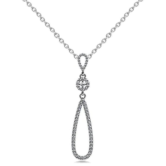 Round Cut 5 Carats Natural Diamonds Celtic Cross Teardrop Pendant Necklace