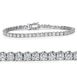 Round Cut 5 Carats Real Natural Earth Mined Diamonds Tennis Bracelet White Gold 14K