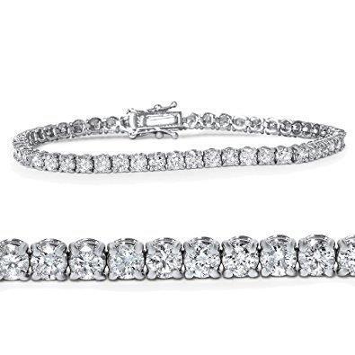 Round Cut 5 Carats Real Diamonds Tennis Bracelet White Gold 14K