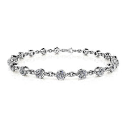 Round Cut 5 Carats Sparkling Natural Diamonds Link Bracelet White Gold 14K