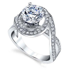 Round Cut 5 Ct Solitaire With Accent Real Diamonds Engagement Ring