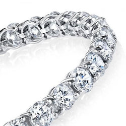 Round Cut 6 Carats Sparkling Real Diamond Tennis Bracelet White Gold 14K