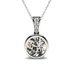 14K White Gold Fine Diamond Pendant – 1.50-ct Old Mine Cut