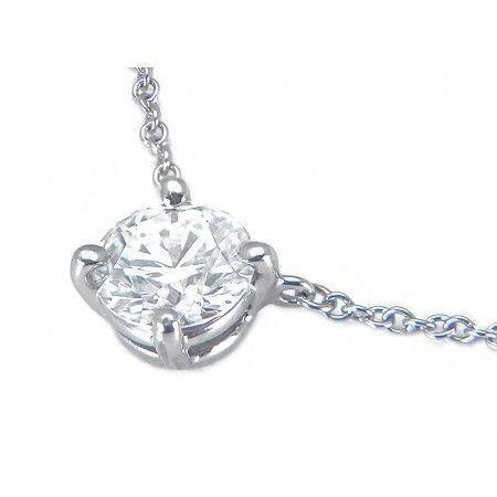 Round Cut Four Prong Setting Genuine Diamond Necklace Pendant Gold White 2 Ct