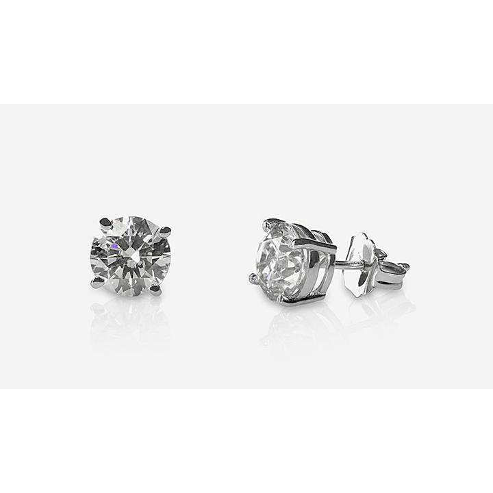 Round Cut Genuine Diamond 1 Carat Stud Earring 14K White Gold